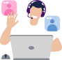 Illustration d'une personne portant un casque avec micro