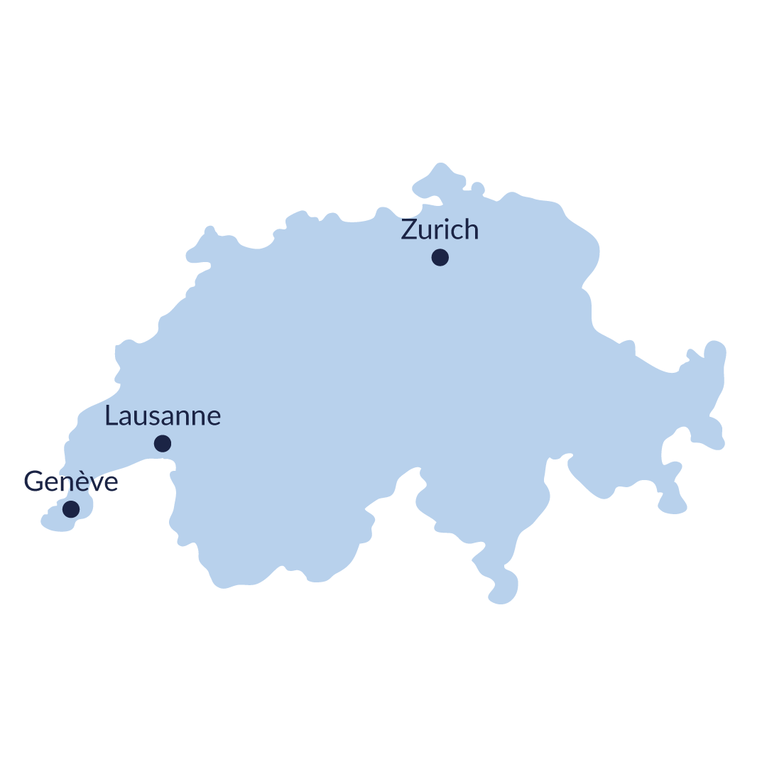 Nos implantations en Suisse : Genève, Lausanne et Zurich