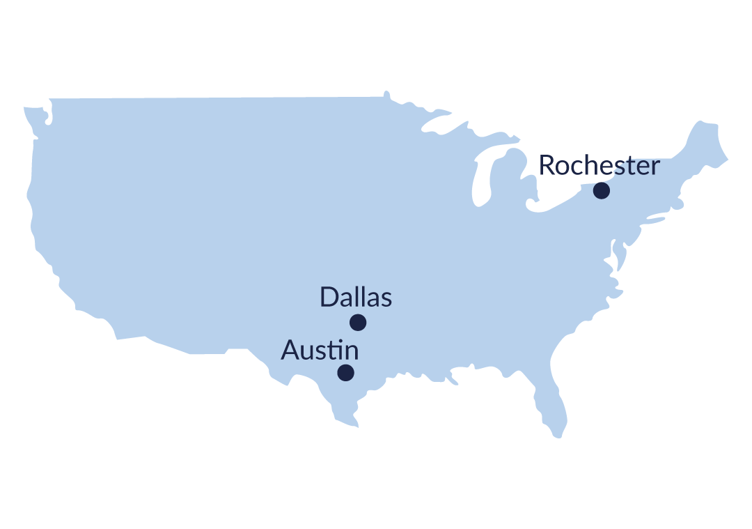 Rochester, Dallas, Austin
