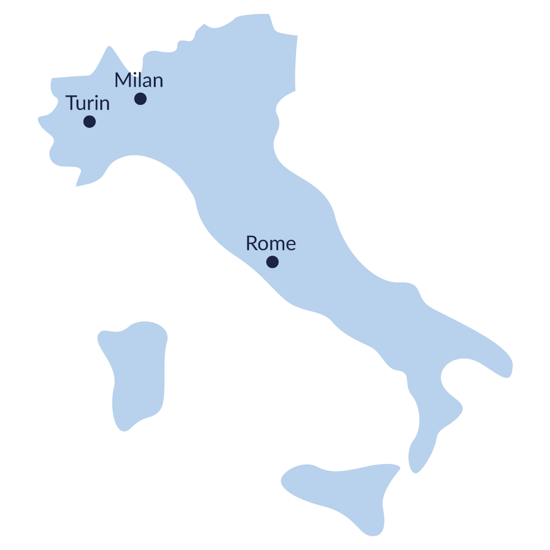 Turin, Milan, Rome