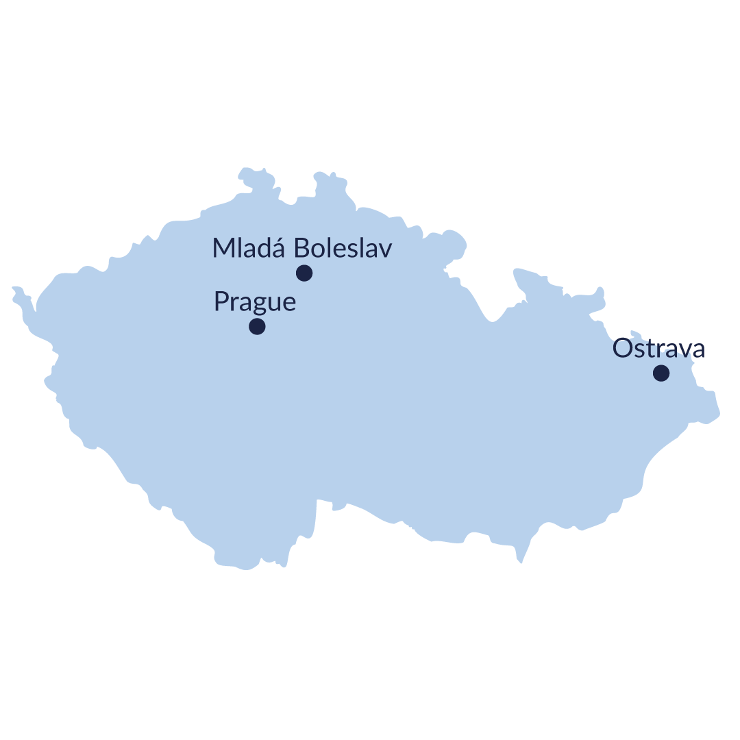 Prague, Mlada Boleslavn, Ostrava 